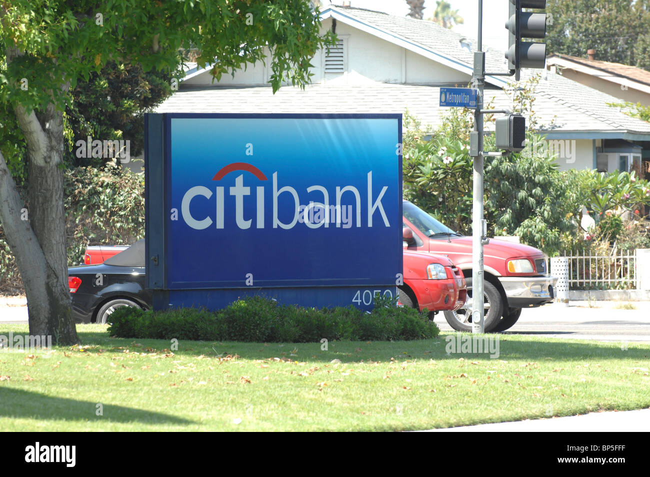 Citibank Sign in Orange, California.  Citibank is one of the largest full service banks in the world. Stock Photo