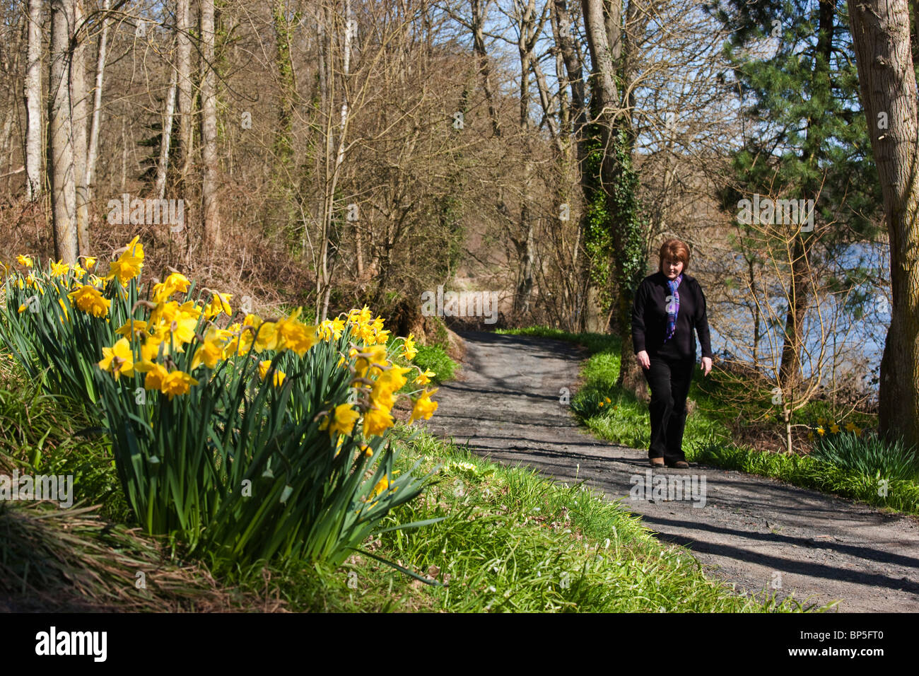 Mature woman walks along hiking hi-res stock photography and images - Alamy