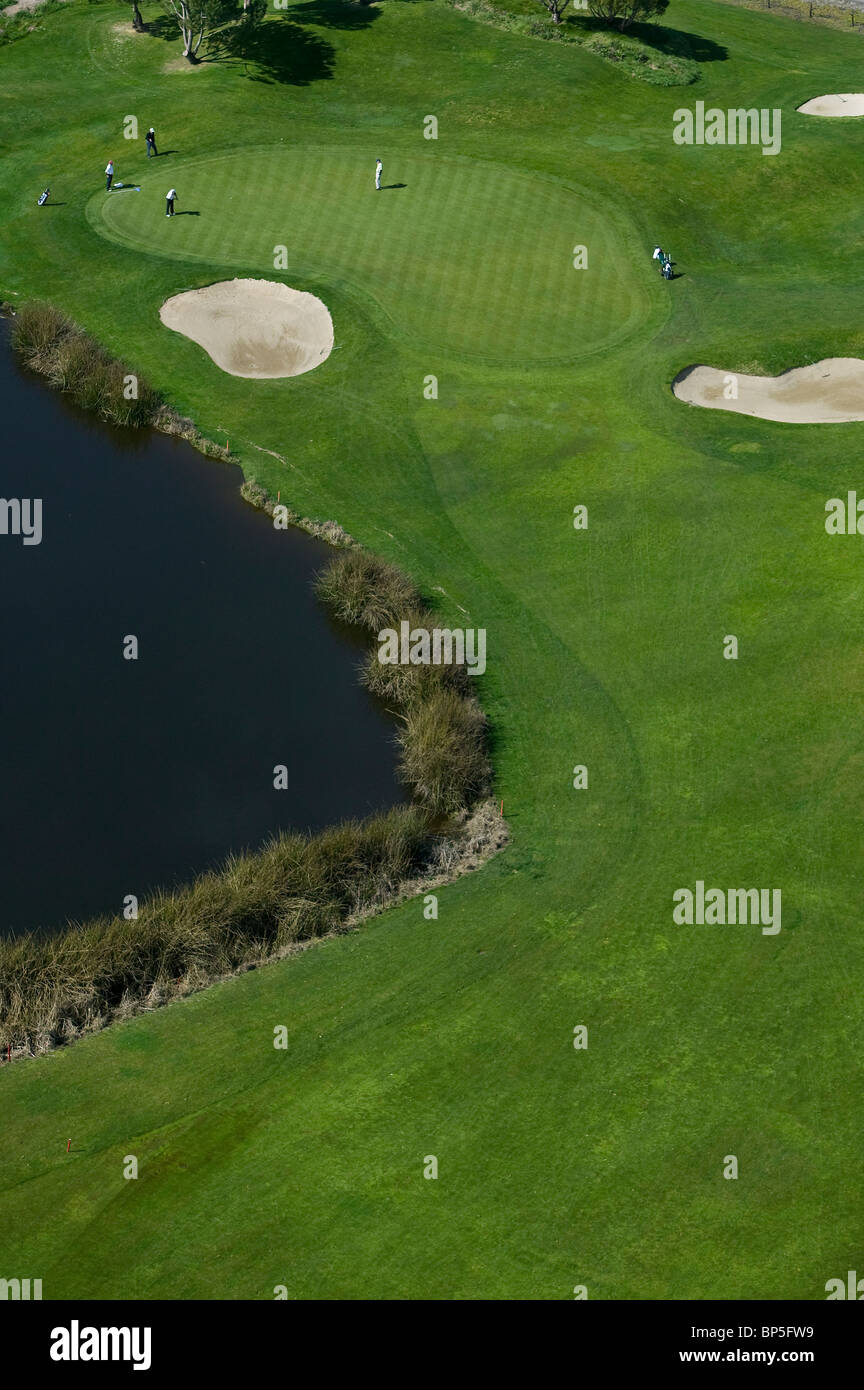 aerial view above Rooster Run Golf course Petaluma California Stock Photo