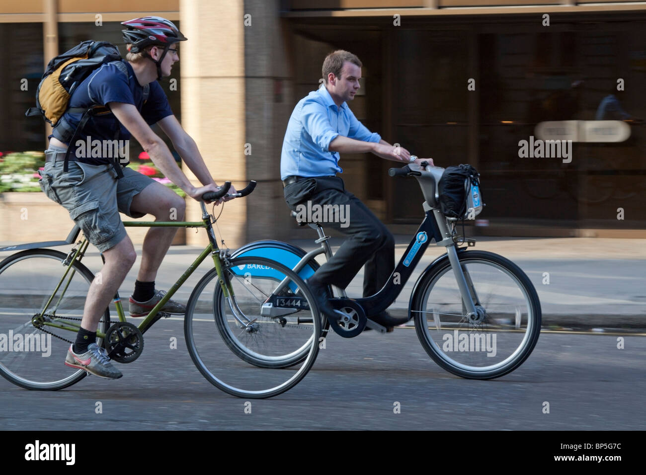 Commuters Cycling - City of London Stock Photo