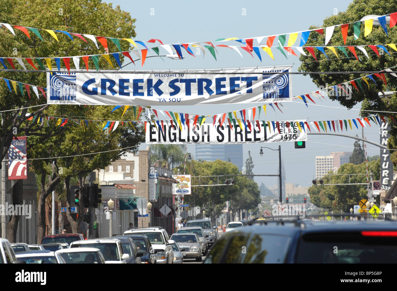 Greek Street and English Street Stock Photo