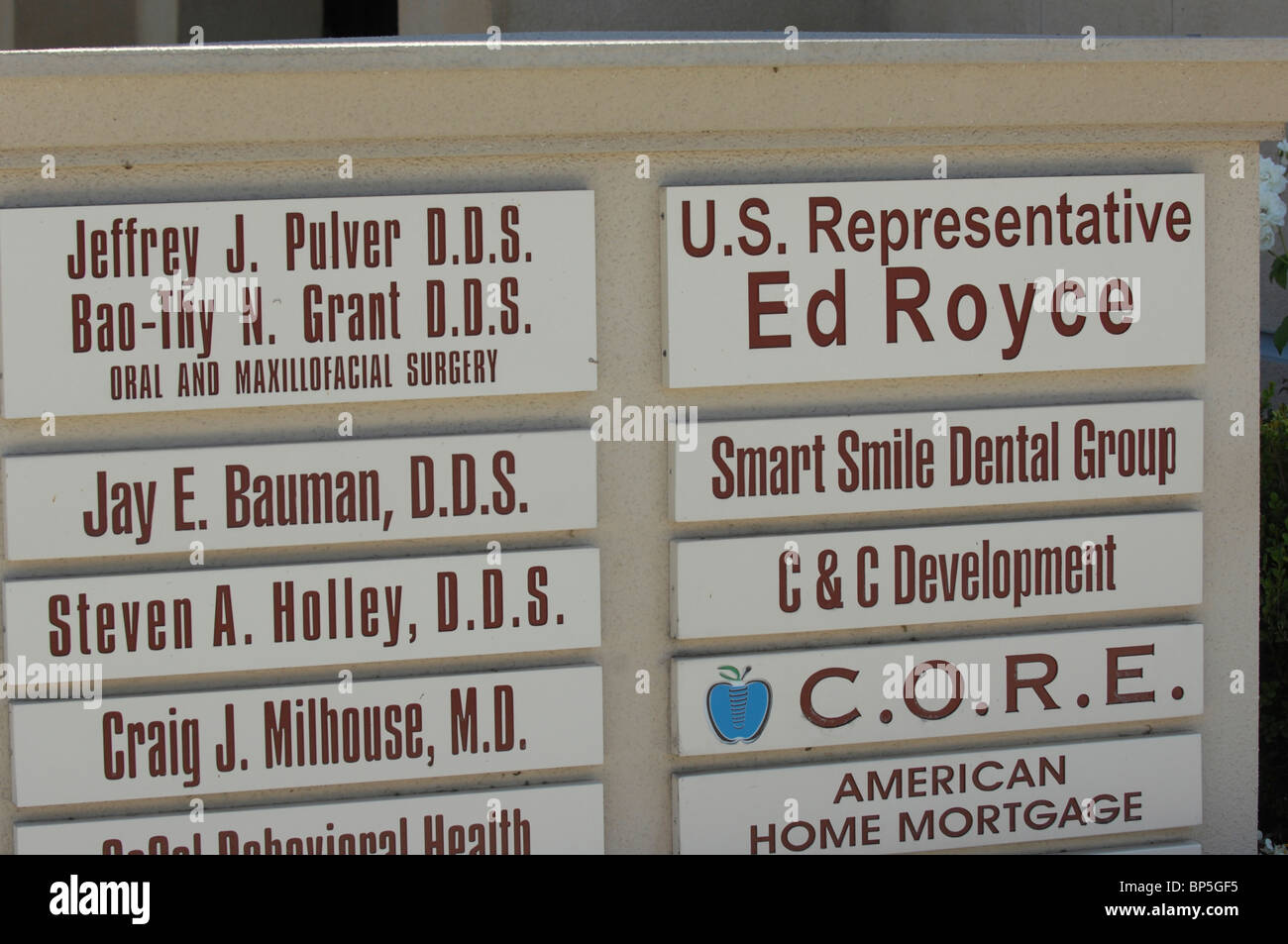 The offices of US Representative Ed Royce in Orange, California Stock Photo