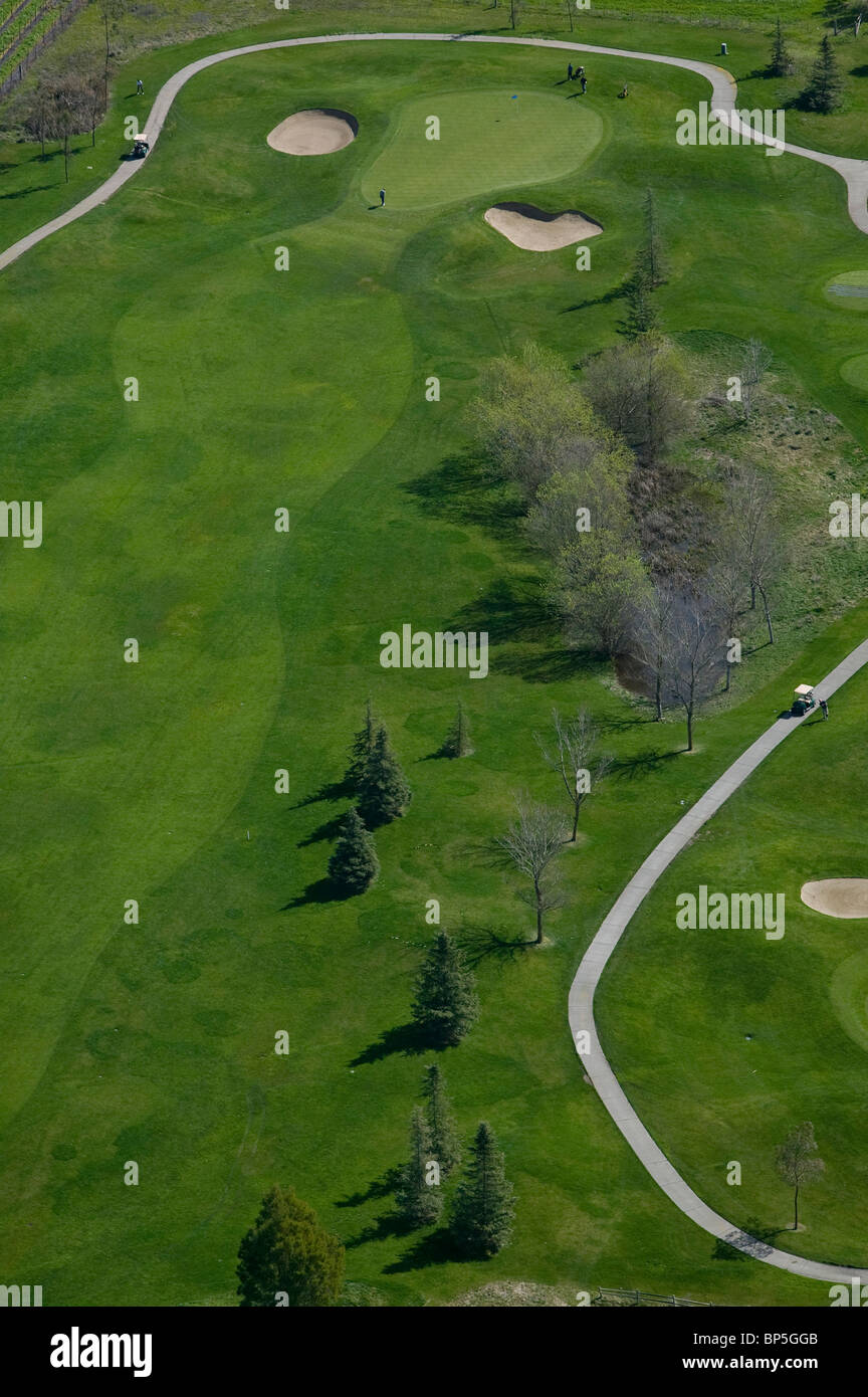 aerial view above Rooster Run Golf course Petaluma California Stock Photo