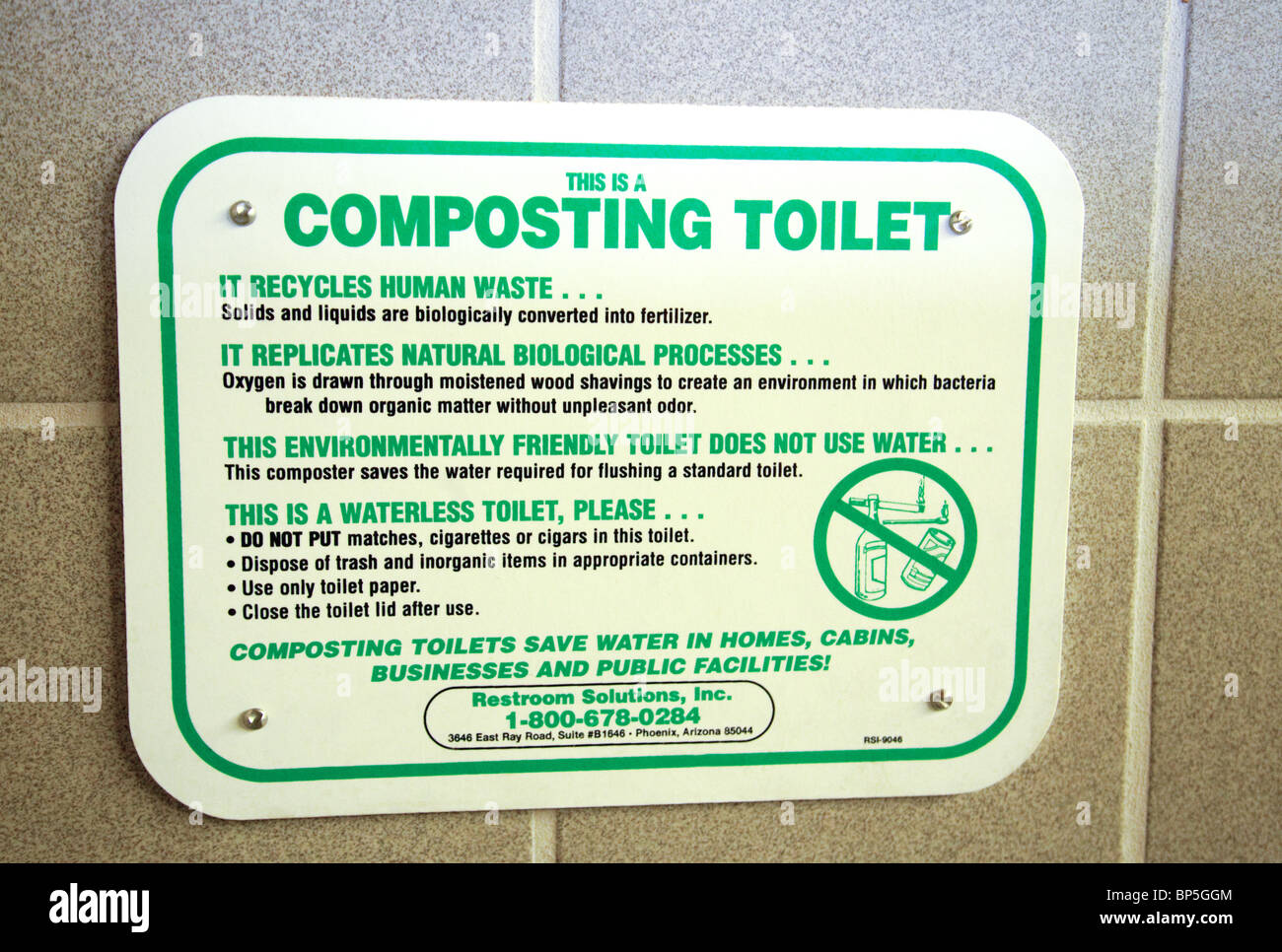 Sign by a composting toilet, Arizona, USA Stock Photo 30855572 Alamy