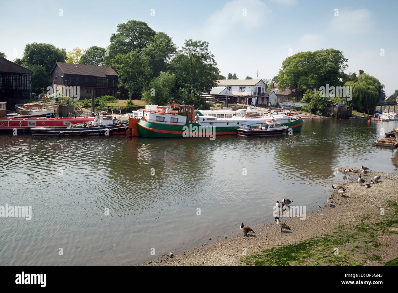 View of the River Thames at Eel Pie island, Twickenham, London UK Stock