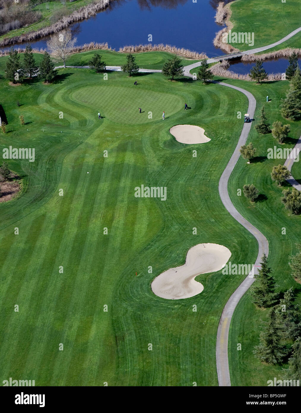 aerial view above Rooster Run Golf course Petaluma California Stock Photo