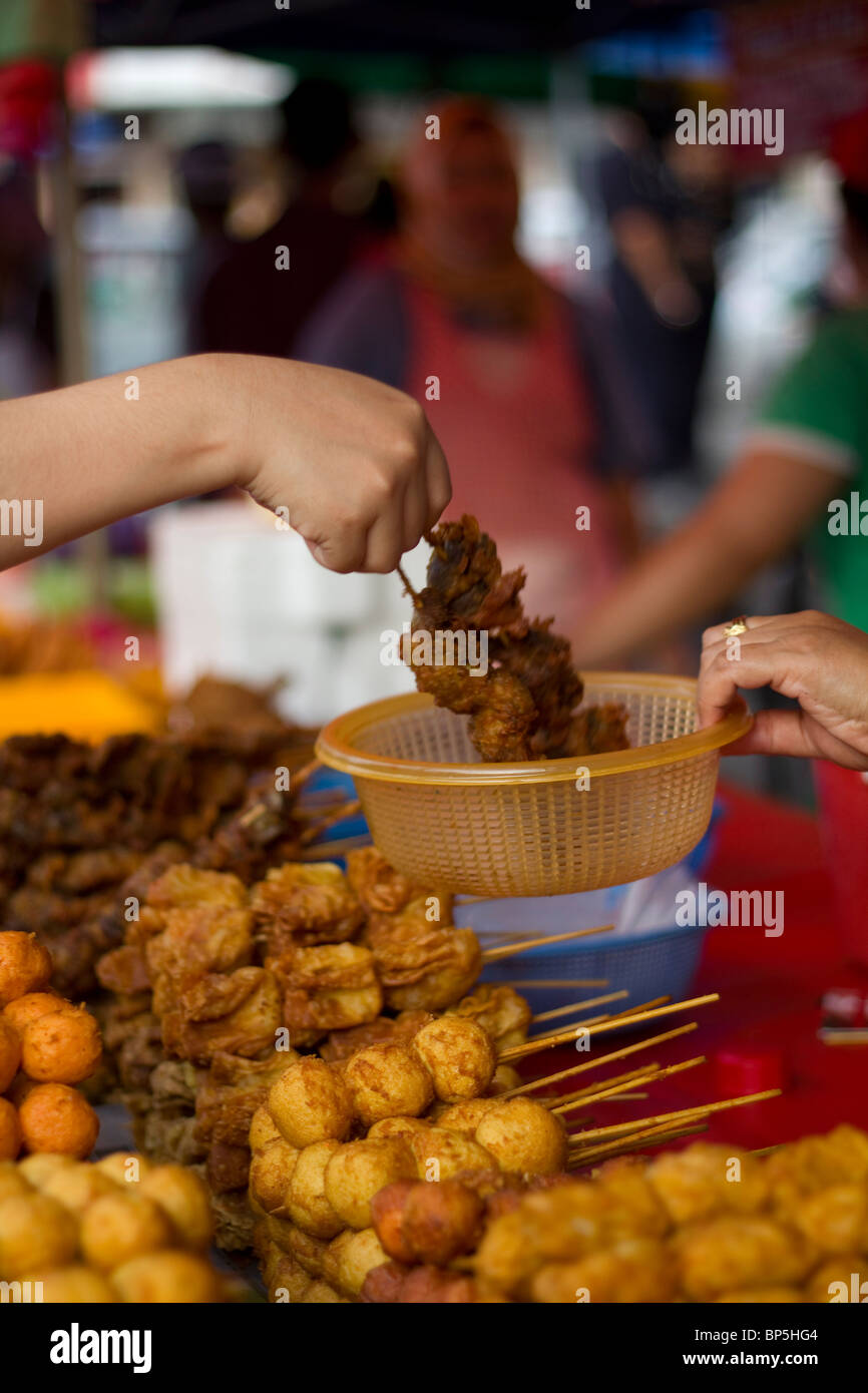 Food on display at the Taman Tun night market in Kuala Lumpur Malaysi Stock Photo