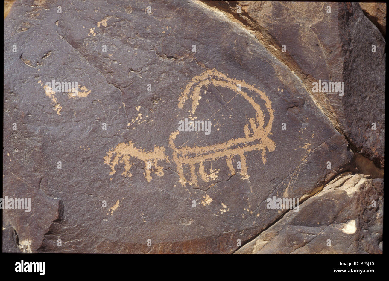 3462. MT. CARCOM, ROCK DRAWINGS DEPICTING LOCAL ANIMALS AND HUNTING SCENES Stock Photo