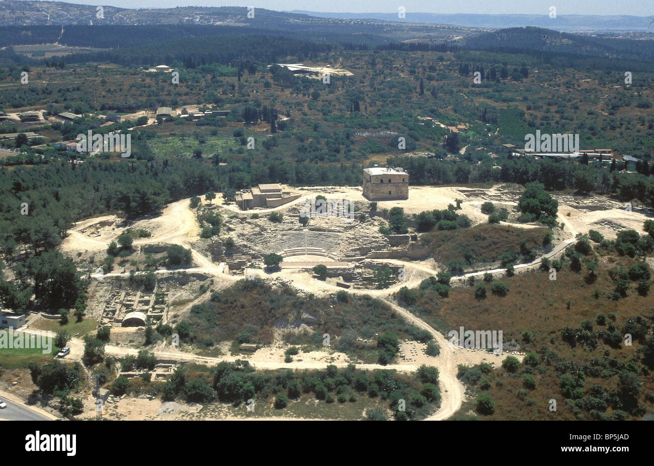 3704. SEPPHORIS - AERIAL VIEW OF THE ROMAN CITY IN NORTHERN GALILEE Stock Photo
