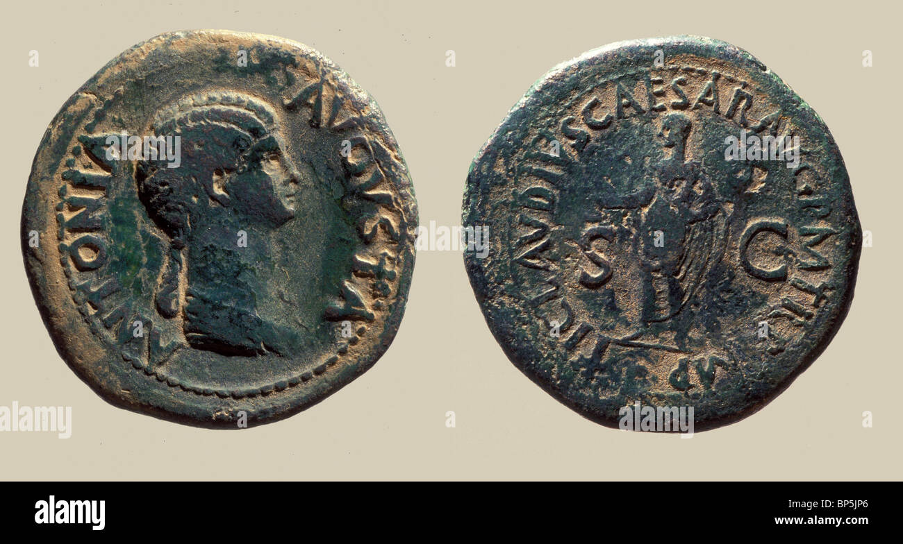 4173. BRONZE COIN OF ANTONIA AUGUSTA Stock Photo