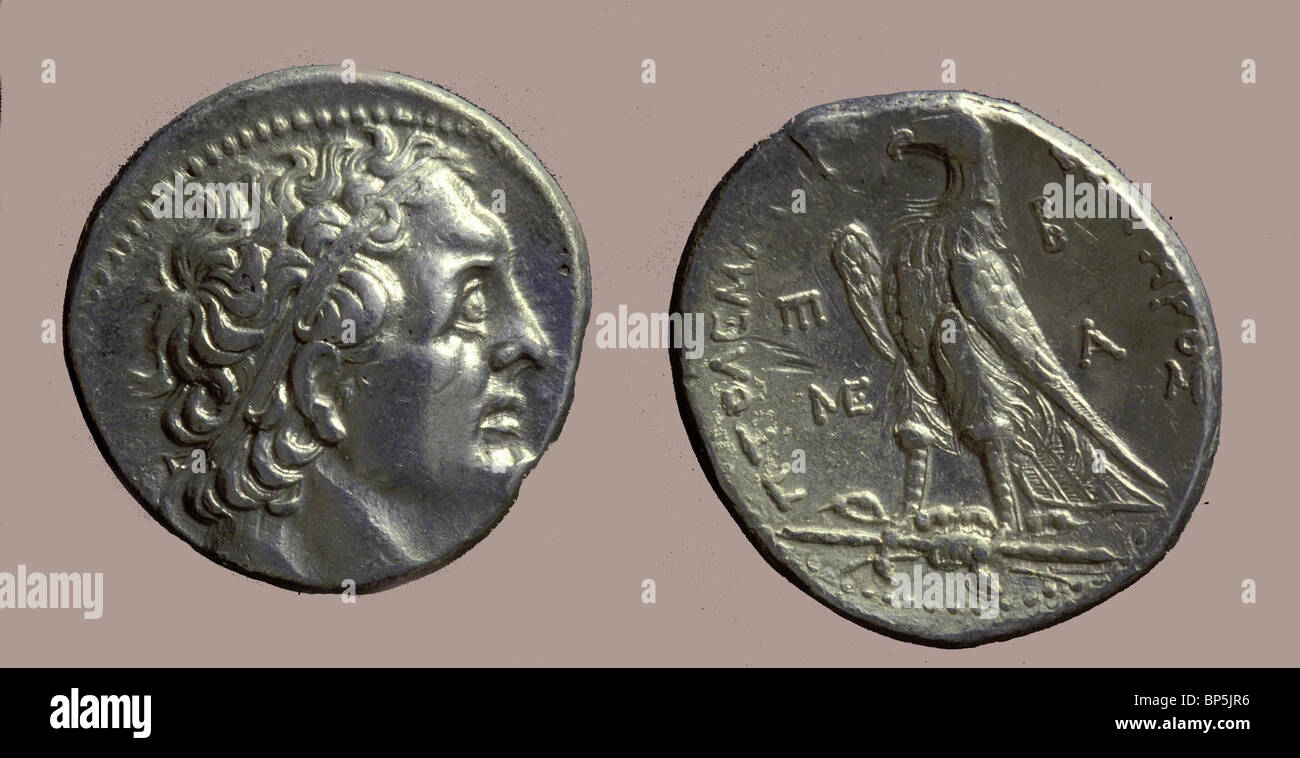 4218. TYREAN SILVER COIN BEARING THE IMAGE OF PTOLEMY III. (246-221 B.C.) Stock Photo