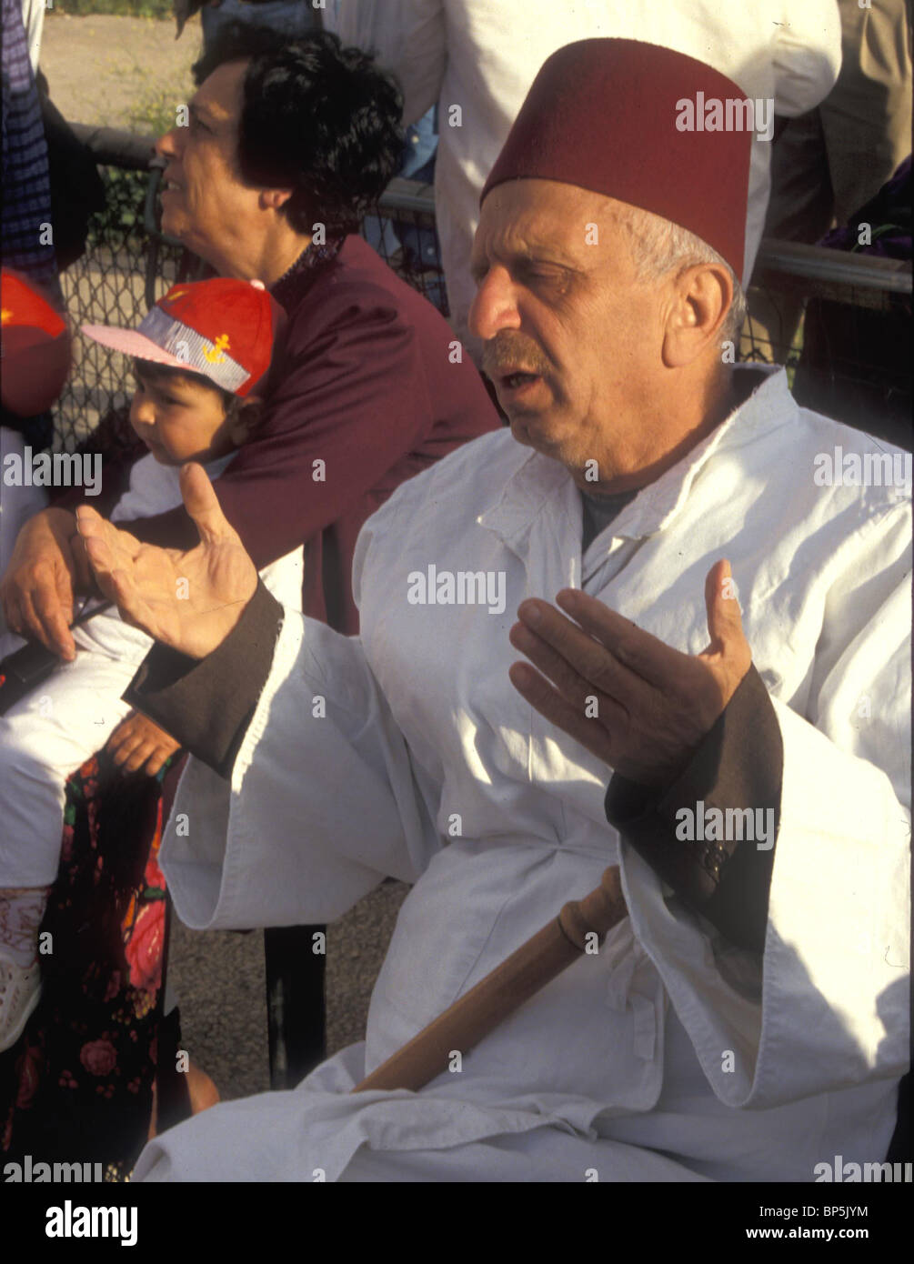4373. SAMARITAN ELDER AT PRAYER DURING THE PASSOVER FEAST Stock Photo