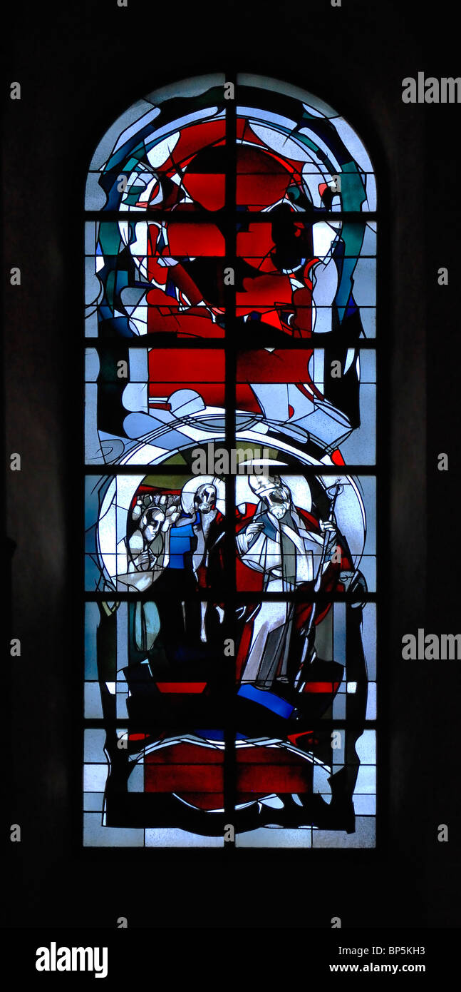 Stained glass window at cologne cathedral kolner dom hires stock