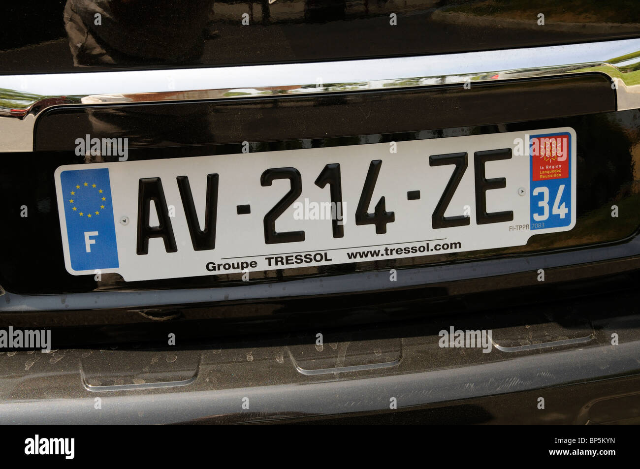 French car number plate issued in the Languedoc Roussillon region South of France Stock Photo
