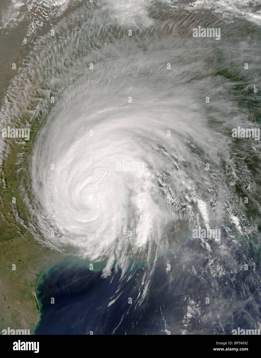 Hurricane Rita making landfall Gulf Coast states USA September 24 2005 Stock Photo