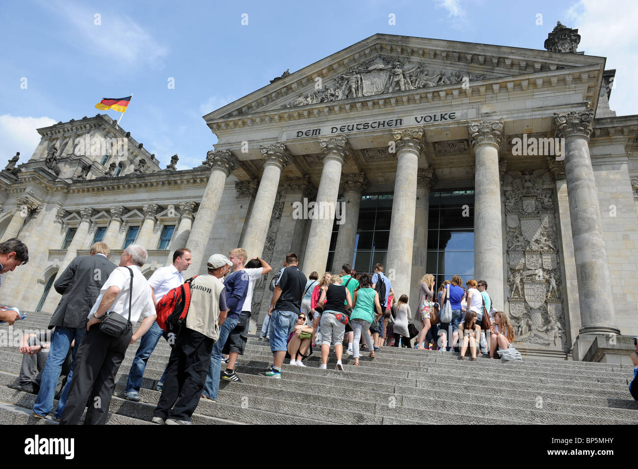 Queues for The Reichstag building or Bundestag Berlin Germany Deutschland Europe Stock Photo