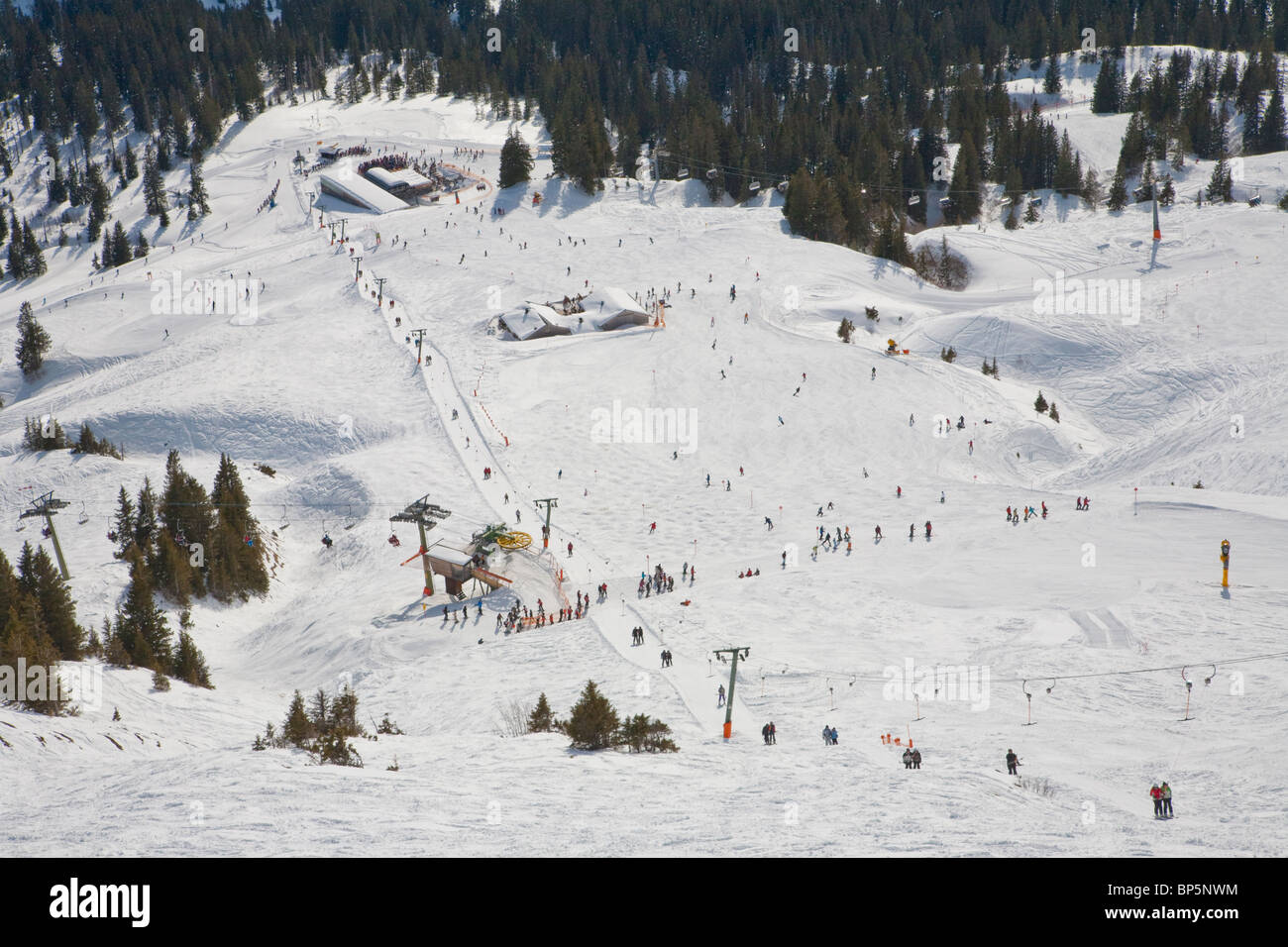 SKI-LIFT, SKIING REGION AT FELLHORN MOUNTAIN, NEAR OBERSTDORF,  ALLGAEU REGION, BAVARIA, GERMANY Stock Photo