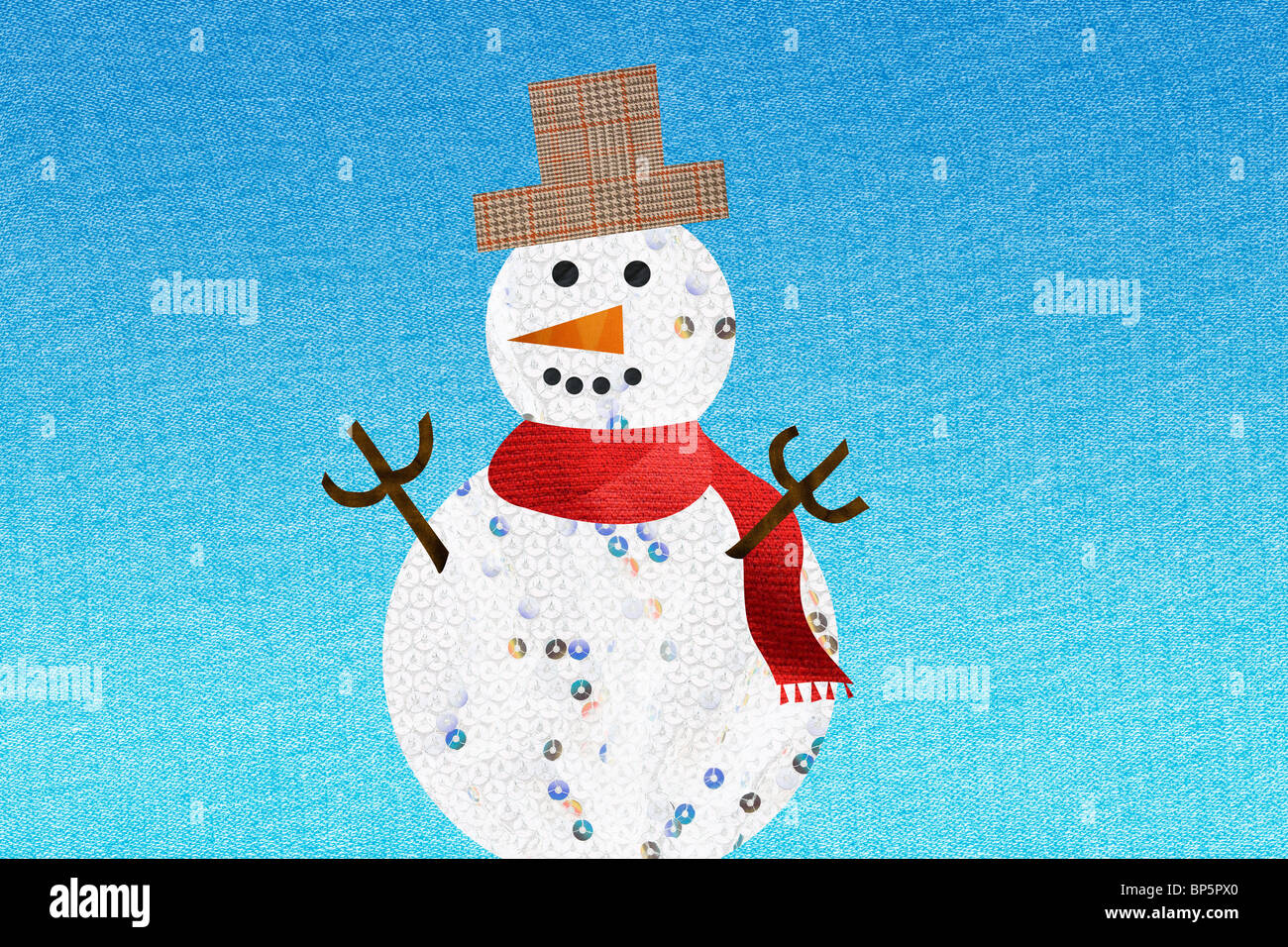 Snowman against blue background Stock Photo - Alamy