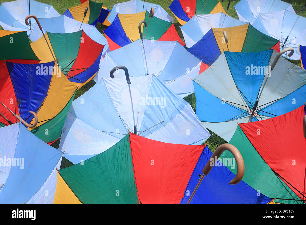 Umbrellas for sun protection, borobudur, indonesia Stock Photo