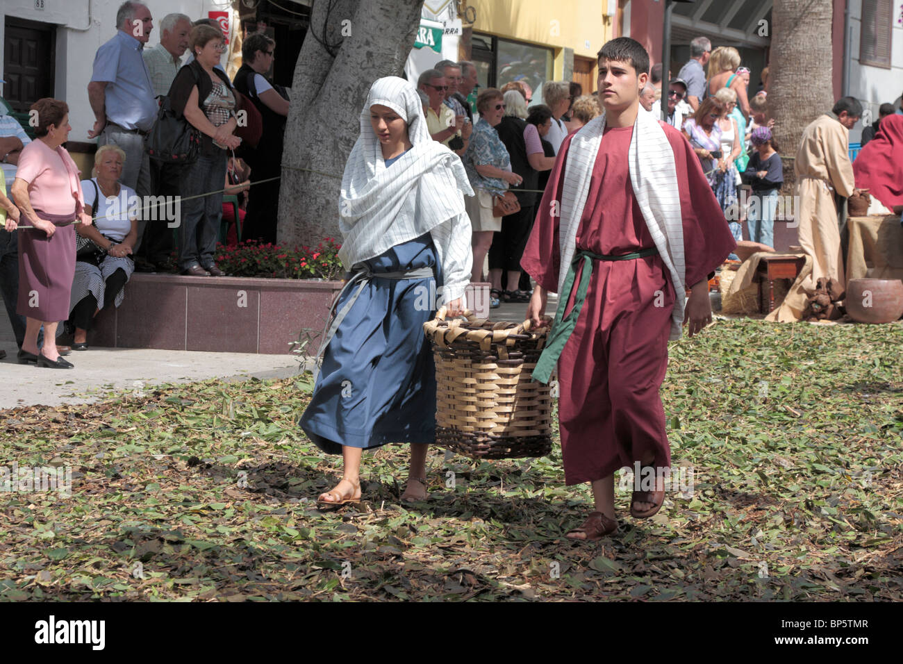 The Good Friday Passion play held annually in the Calle Grande Adeje with the participation of over 300 actors and local people Stock Photo