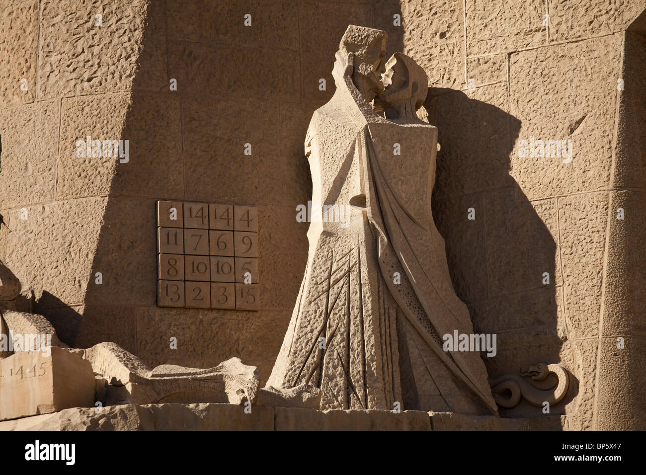 Barcelona, Sagrada Familia, statues on the Passion Facade Stock Photo