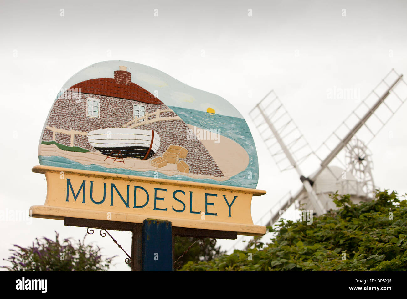 A windmill at Mundesley on the Norfolk coast, UK. Stock Photo
