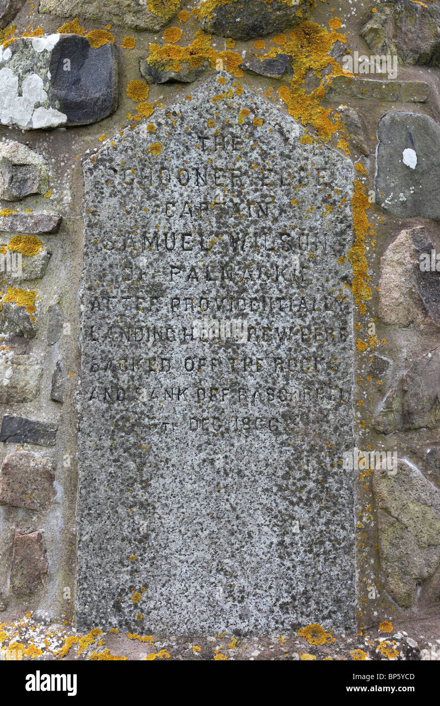 Close Up of the Inscription on the Monument to Captain Samuel Wilson Near Rockcliffe Dumfries and Galloway Scotland Stock Photo