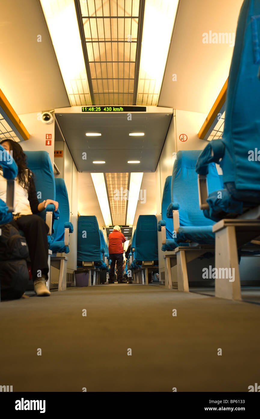 China, Shanghai. The maglev train (world's fastest train). Stock Photo