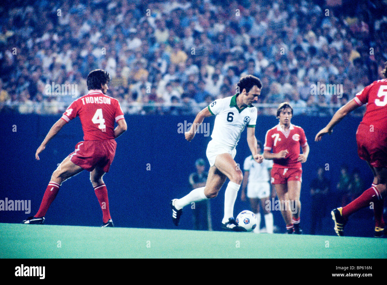 Franz Beckenbauer competing for the NY Cosmos of the NASL in 1980. Stock Photo