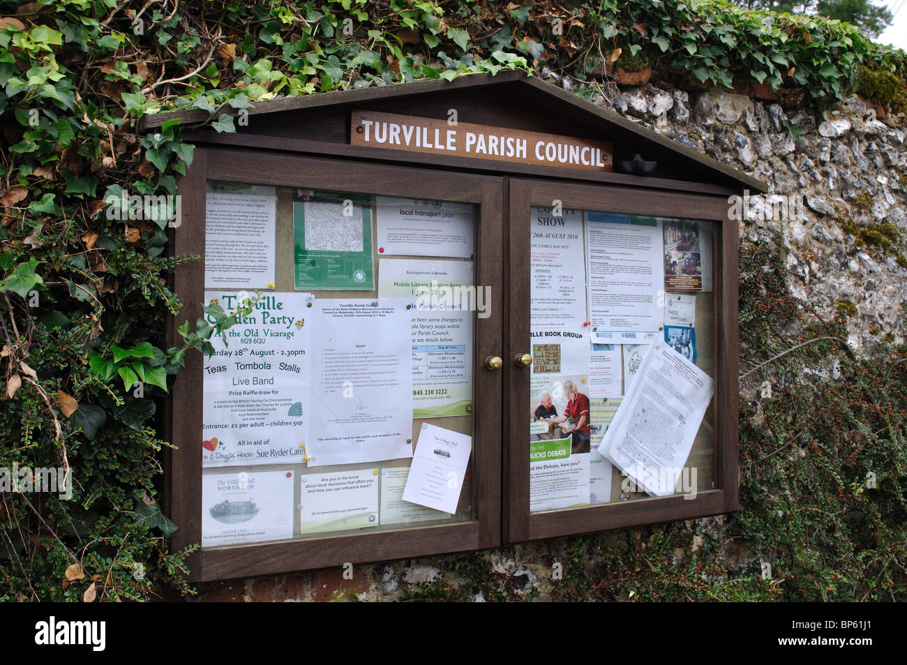 Parish Council notice board, Turville, Buckinghamshire, England, UK Stock Photo