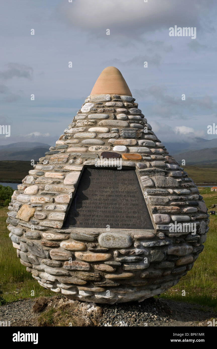 Beautiful Stone teardrop design memorial to the landing of Bonnie Prince Charlie, Lewis Hebrides.  SCO 6314 Stock Photo