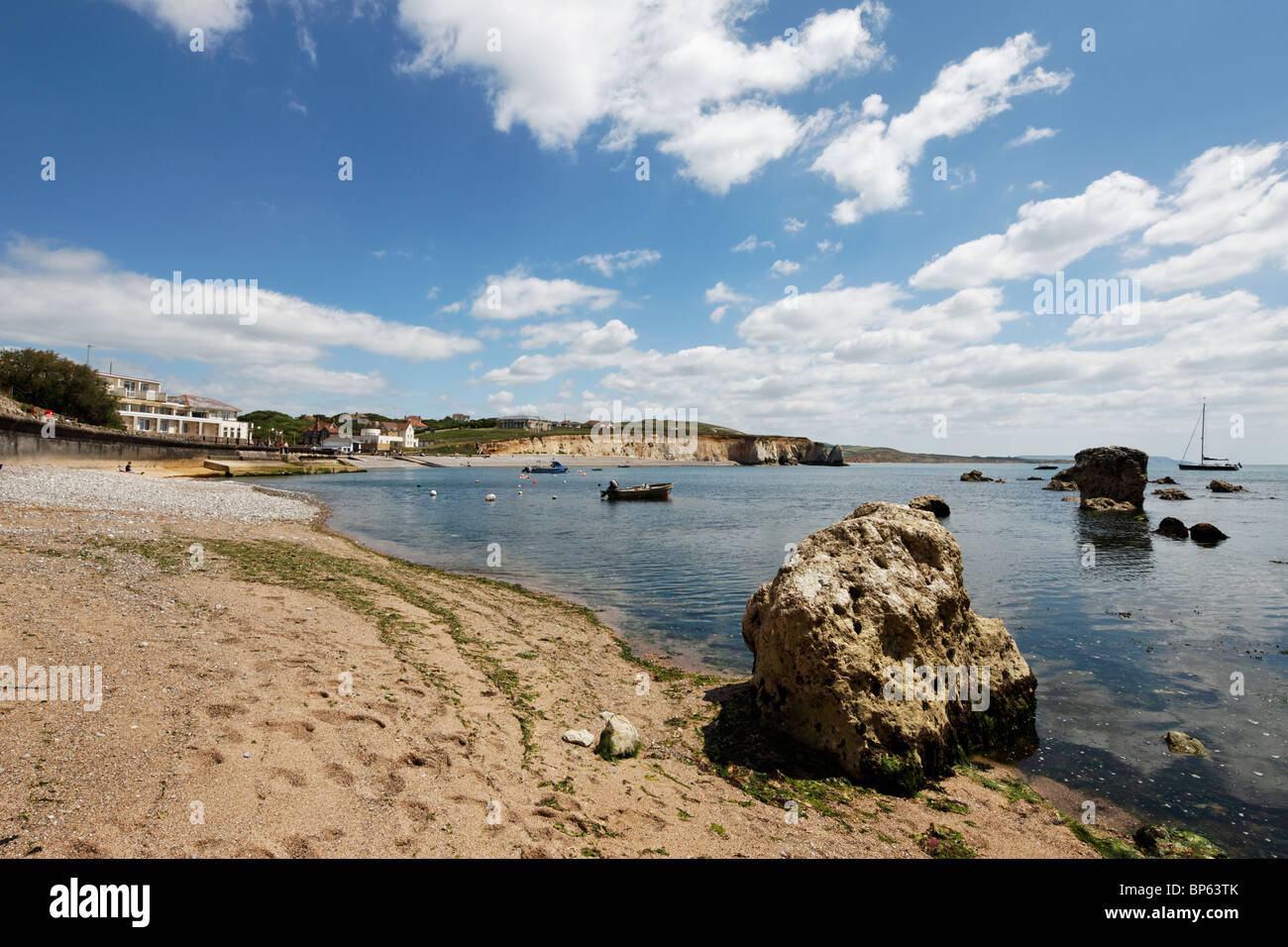 Freashwater bay seafront and beach on the Isle of Wight Stock Photo