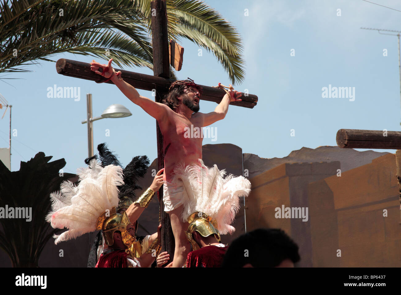 The Good Friday Passion play held annually in the Calle Grande Adeje with the participation of over 300 actors and local people Stock Photo