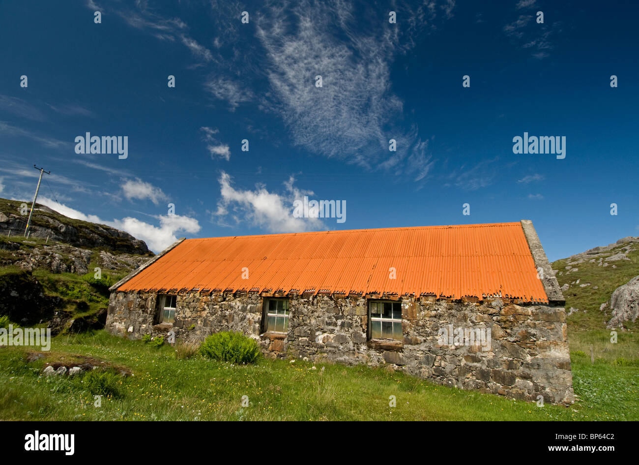 Derlict Cottage on the Western Isles on Harris, Outer Hebrides, Scotland. SCO 6320 Stock Photo