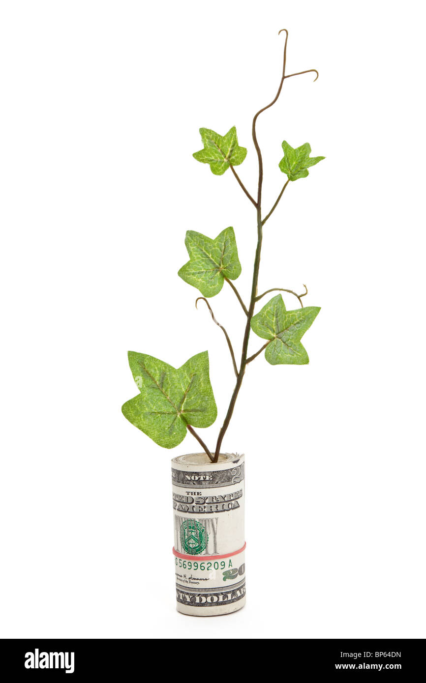 Dollar and Green Sprout, business concept Stock Photo