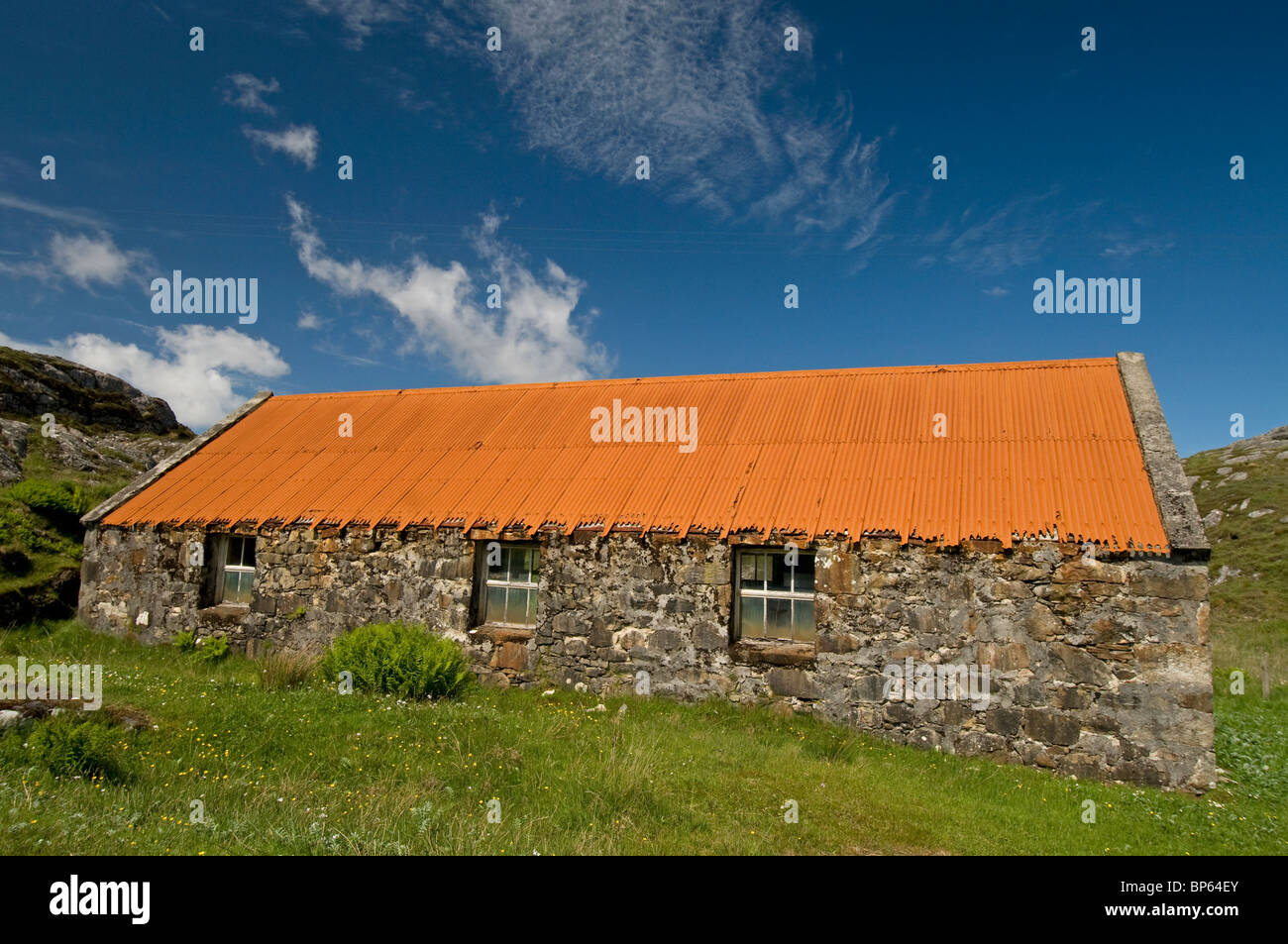 Old Croft House on the Outer Hebrides in the IWestern Isles Scotland.  SCO 6321 Stock Photo