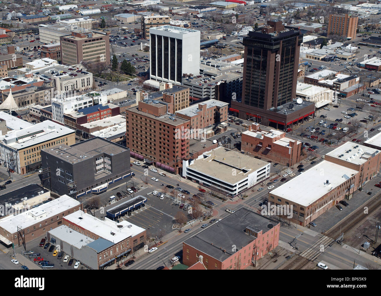 Aerial of Downtown Billings Montana in the midwestern United States