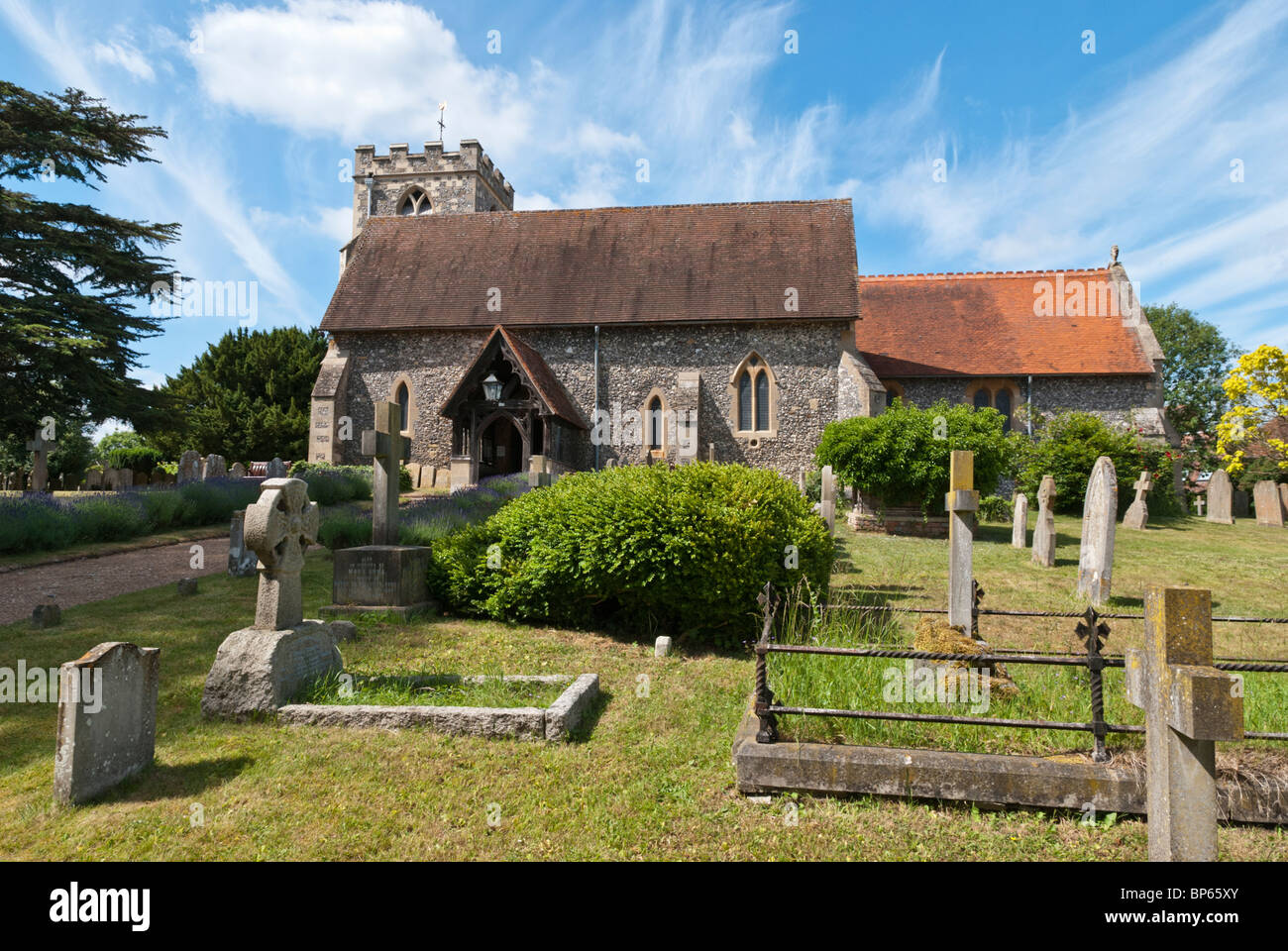 A beautifully located church not far from the banks of the Thames. Alfred Lord Tennyson was married here. Stock Photo