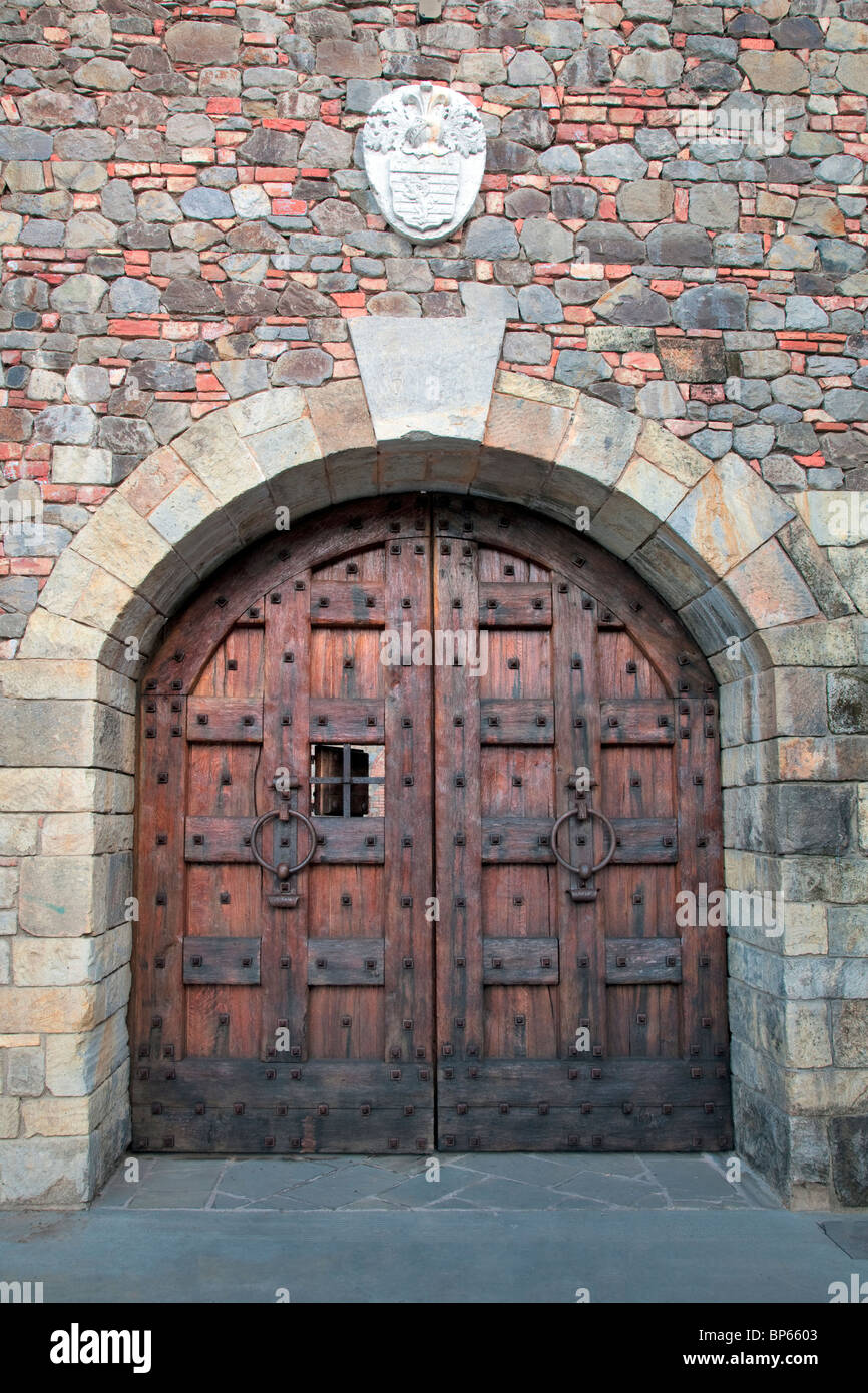 Castle door at Castello di Amorosa. Napa Valley, California. Property released Stock Photo
