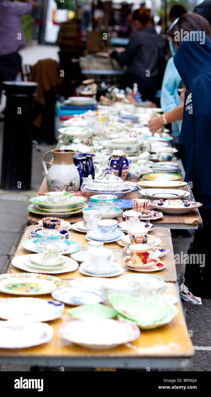 Bric a brac at Notting Hill Market, London, England, UK Stock Photo