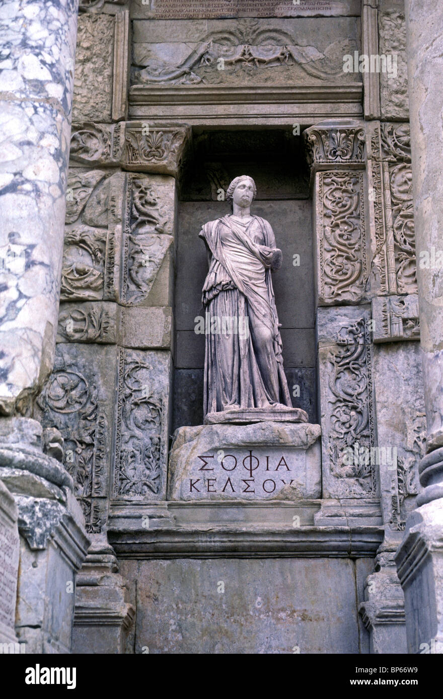 Statue Of Sophia Statue Sophia Wisdom Facade Of Celsus Library Celsus Library Ephesus