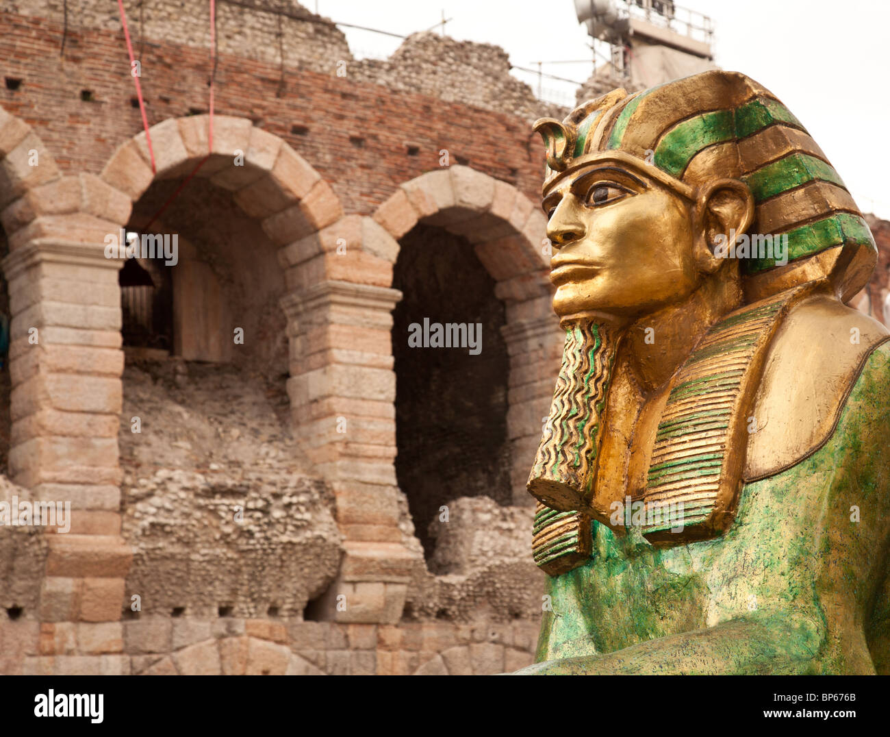 Model of Sphinx used in opera productions in Verona in Arena Stock Photo