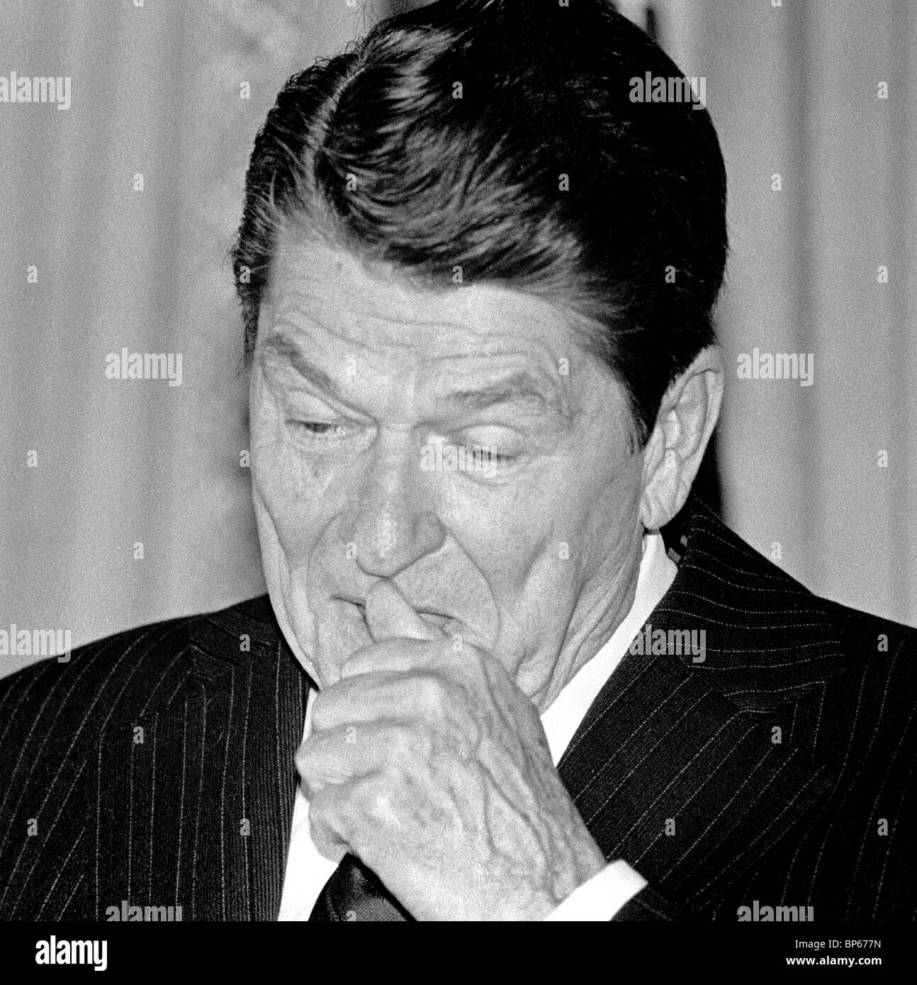 President Ronald Reagan at press conference in San Francisco, California, May 9, 1980. Stock Photo