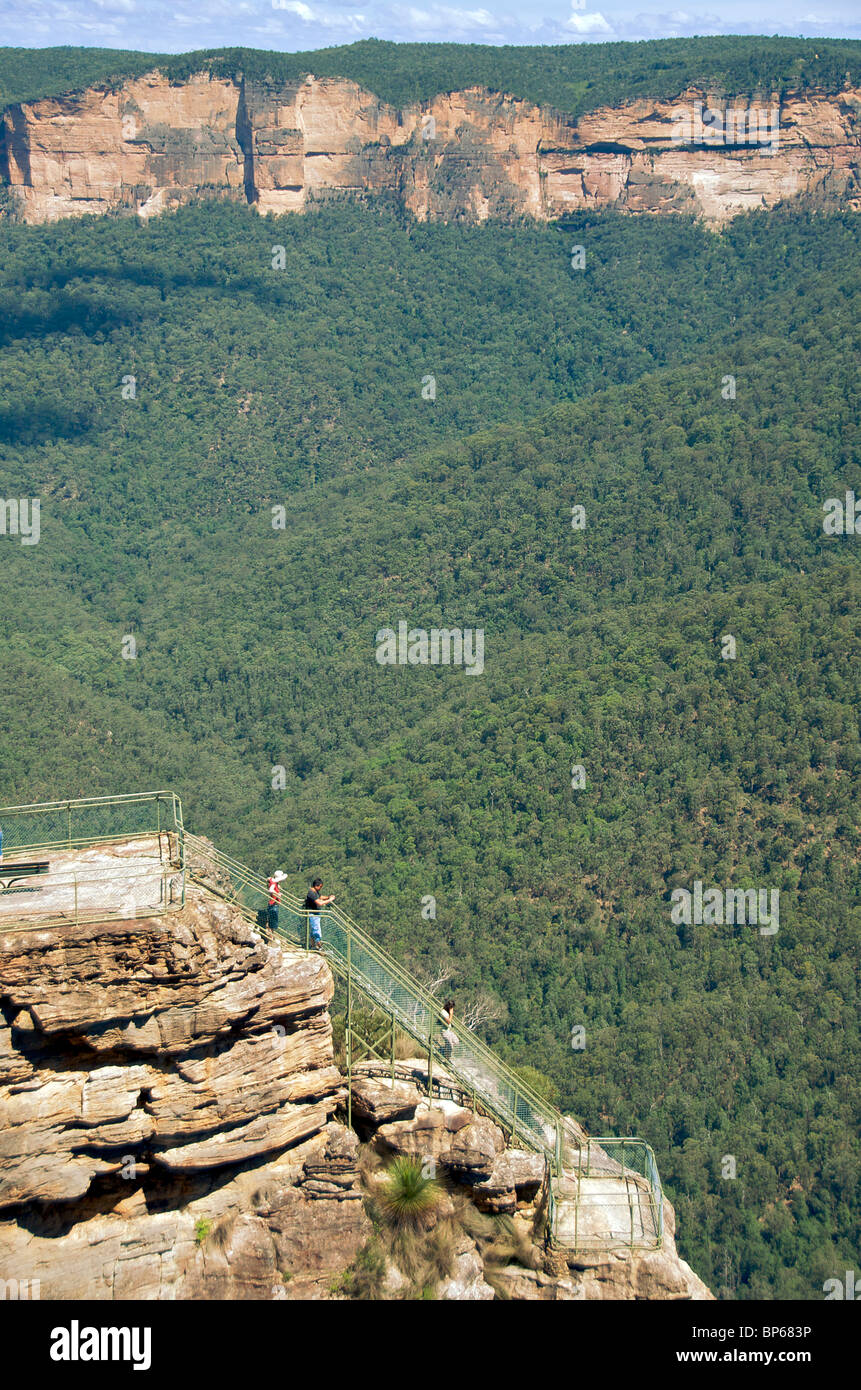 Pulpit Rock and Grose Valley Blackheath Blue Mountains NSW Australia Stock Photo