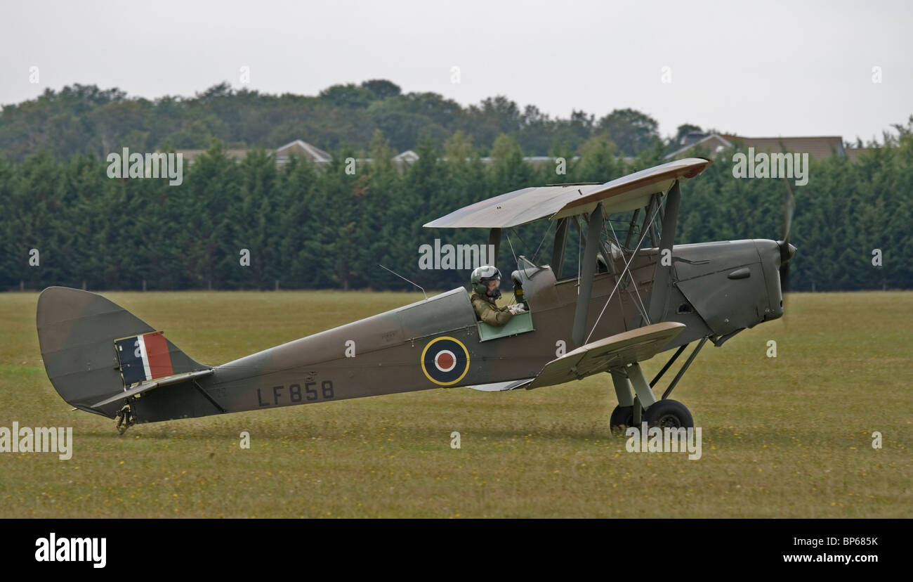 A de Havilland Tiger Moth aircraft also known as a Queen Bee.  Built to be a remote control flown aircraft. Stock Photo