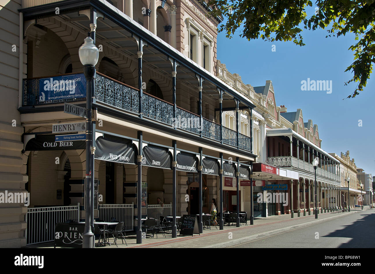 Beautiful old buildings High Street Fremantle Western Australia Stock Photo