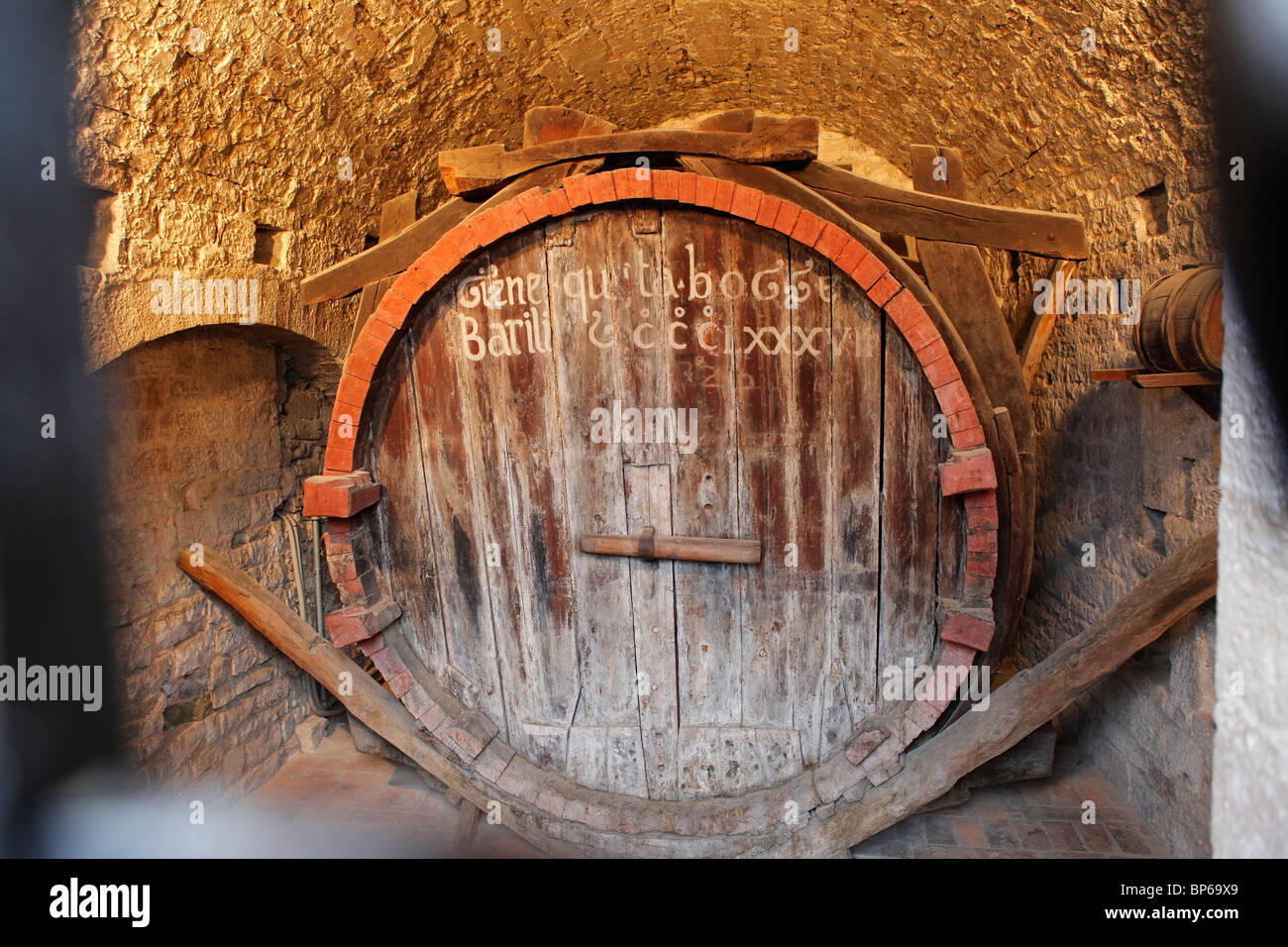 giant wine barrel at Gubbio in Umbria, Italy Stock Photo Alamy