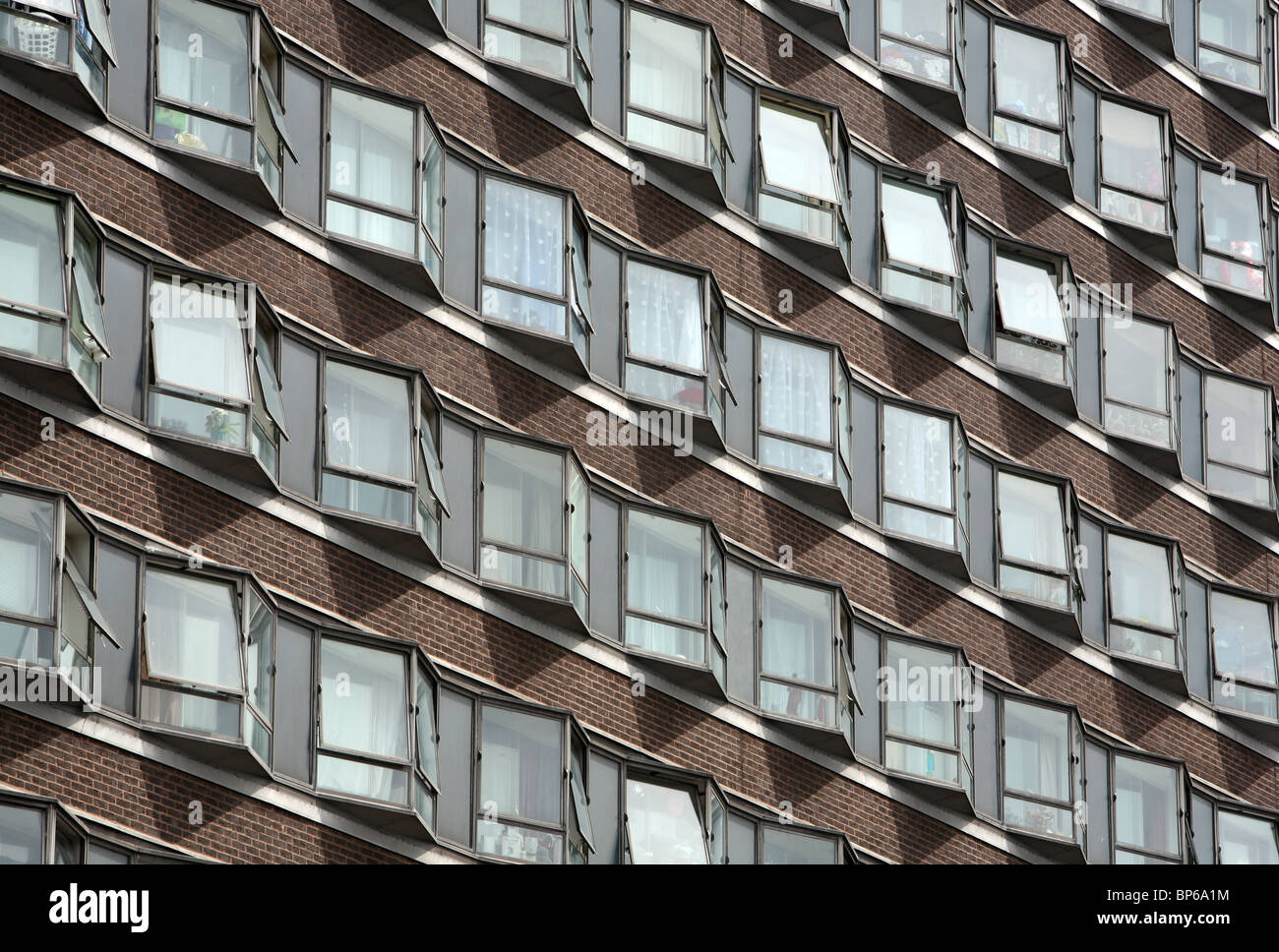 Windows of Brooke House flats in Basildon town centre Essex Stock Photo