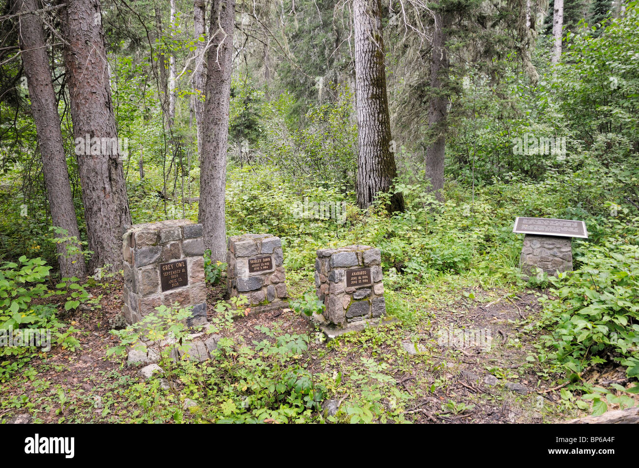 The grave site of Grey Owl and his wife and daughter in Prince Albert