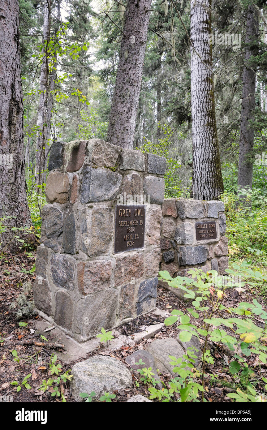 The grave site of Grey Owl and his wife and daughter in Prince Albert